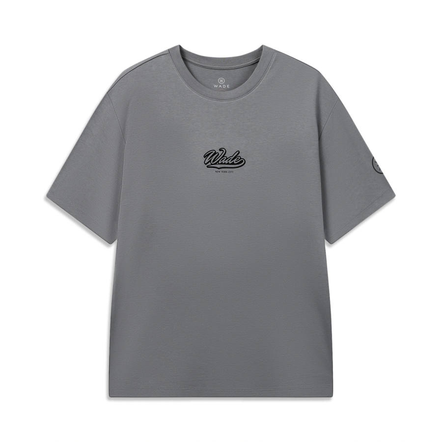 Li-Ning Li Ning Wade T Shirts Men's Elegant Gray Crew Neck Moderate Straight Fit