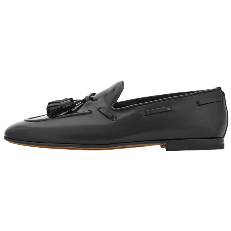 Ferragamo Casual Leather Shoes Men's Low Top Black