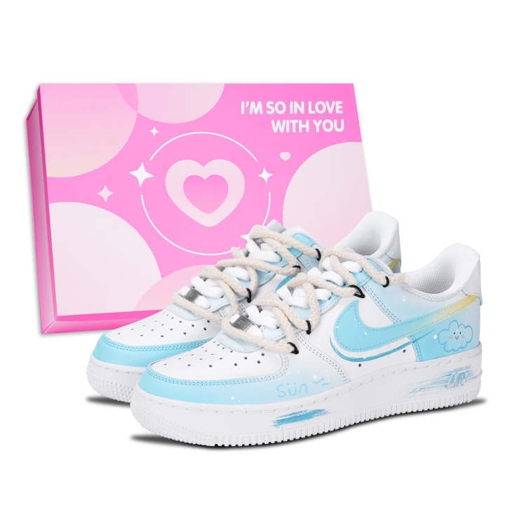 Nike Nike Air Force 1 Skateboard Shoes Unisex Low Top White/Blue/Yellow