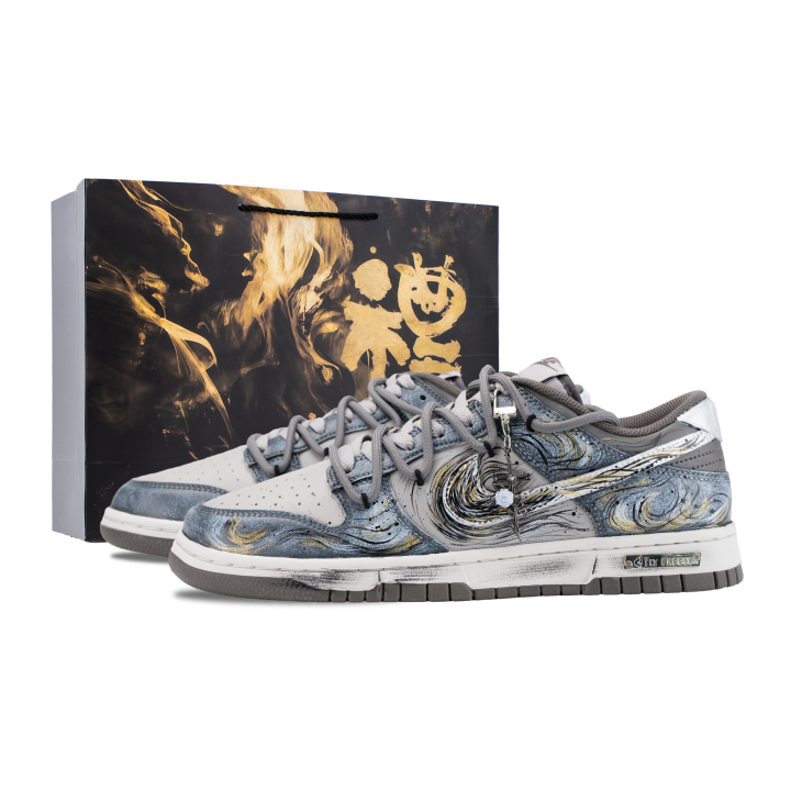 Nike Nike Dunk Skateboard Shoes Unisex Low Top Gray/Blue/Gold