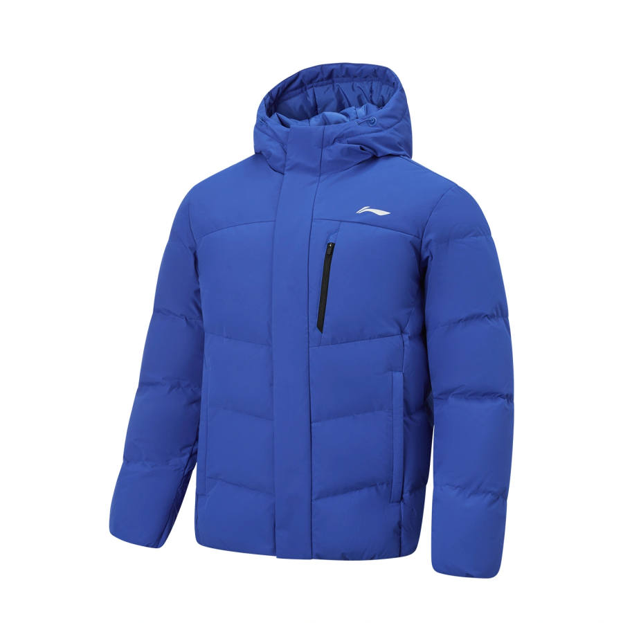 Li-Ning Li Ning Down Jackets Men's Medium Blue Hooded Non Detachable Moderate