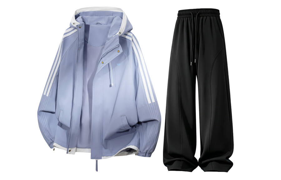 WARRIOR Windbreaker Jacket & Pants Sets Unisex Hooded Non Detachable Moderate