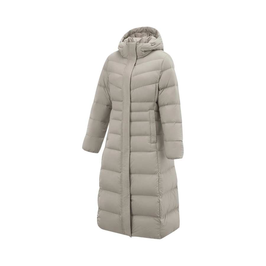 Li-Ning Li Ning Sports Life Collection Down Jackets Women's Rugged Brown Gray Hooded Detachable Moderate Straight Fit