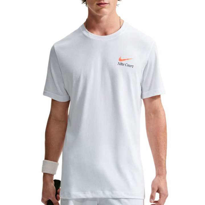 Nike Nike Court Tennis Tops Men's White Crew Neck Moderate