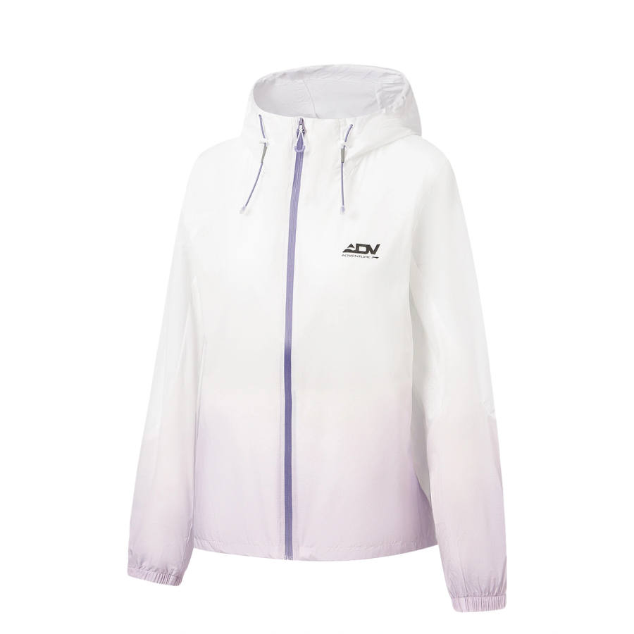 Li-Ning Li Ning Running Collection Running Jackets Women's White With Purple All Over Print Hooded Non Detachable Moderate Straight Fit