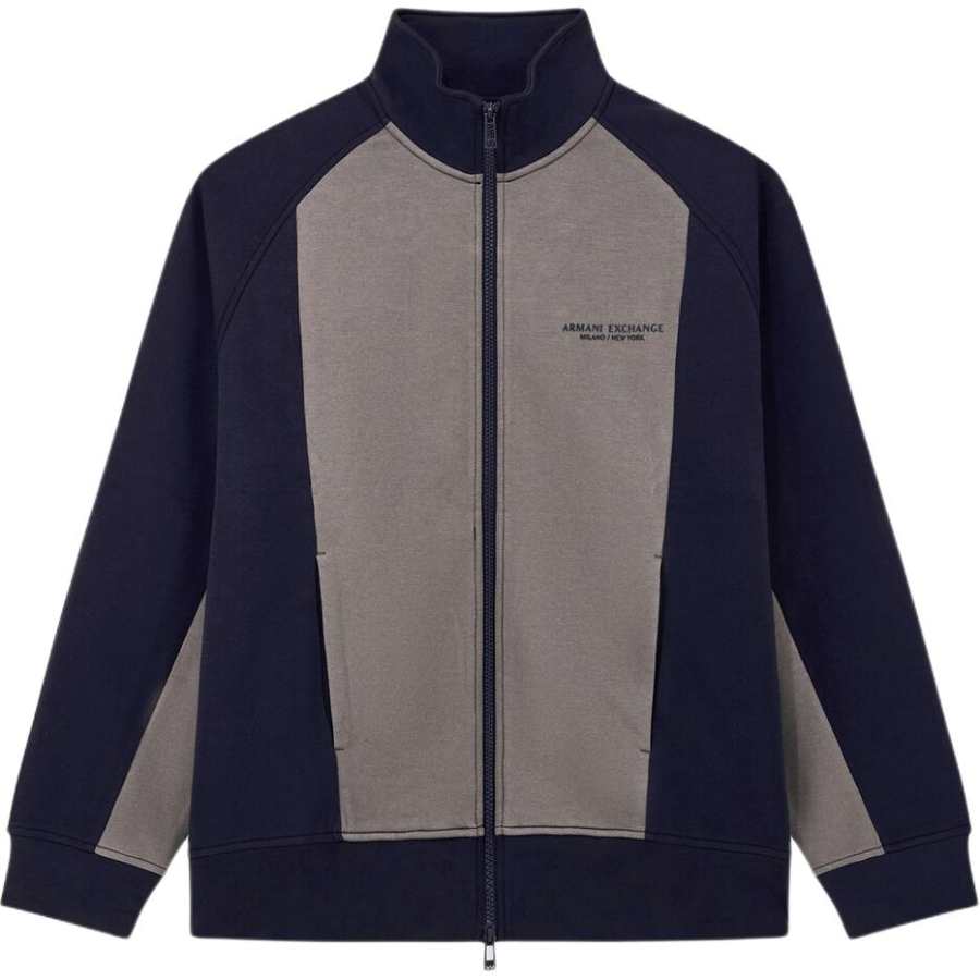 ARMANI EXCHANGE Sweatshirts Men's Navy Blue/Taupe MB651 Stand Collar Moderate Straight Fit