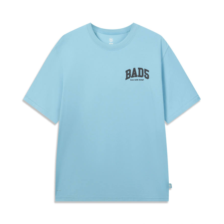 Li-Ning Li Ning Basketball Collection T Shirts Men's Milk White Blue Crew Neck Moderate