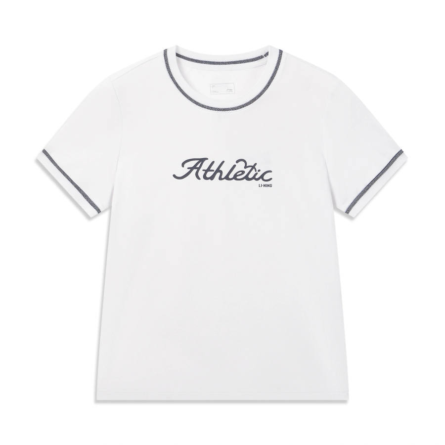Li-Ning Li Ning Sports Life Collection T Shirts Women's White Crew Neck Moderate Straight Fit