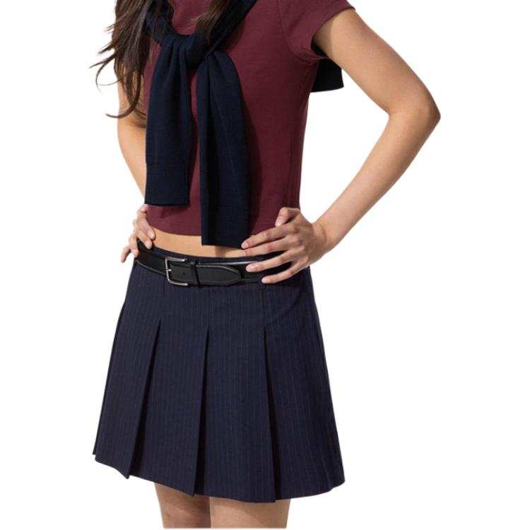UNIQLO SS26 Casual Short Skirts Women's 69 Navy Blue Moderate Short Skirt Pleated Skirt