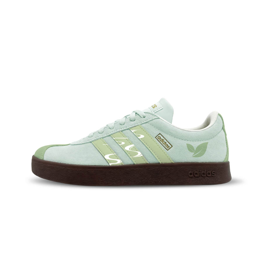 Adidas Adidas Vl Court Classic German Army Trainers Unisex Low Top Light Green & White & Brown