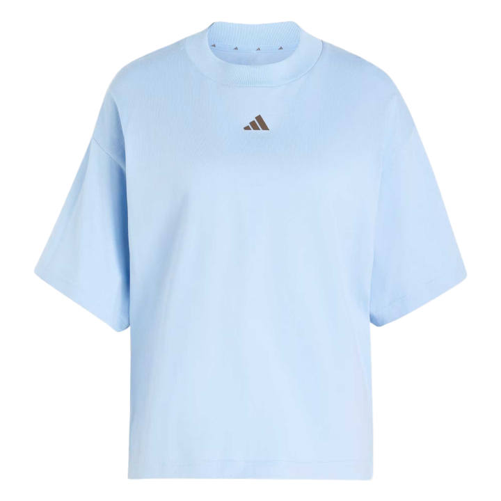 Adidas Adidas T Shirts Women's Fluorescent Blue Crew Neck Moderate