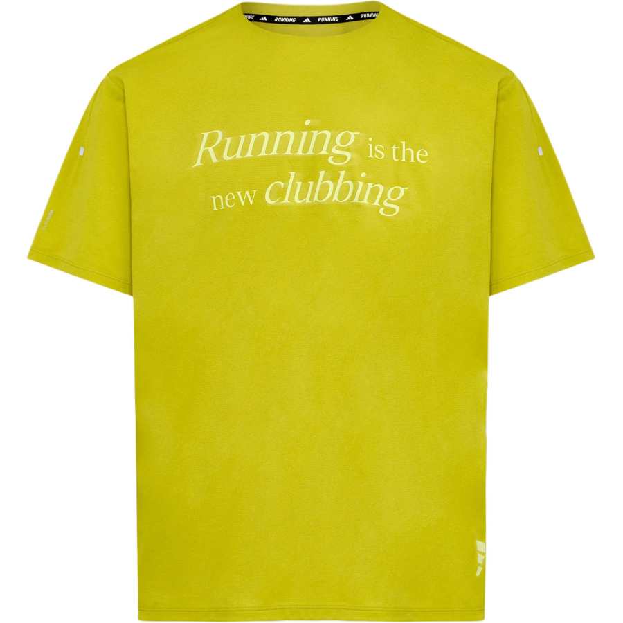 Adidas Adidas Running T Shirts Men's Dark Yellow Green/Light Yellow Crew Neck Moderate