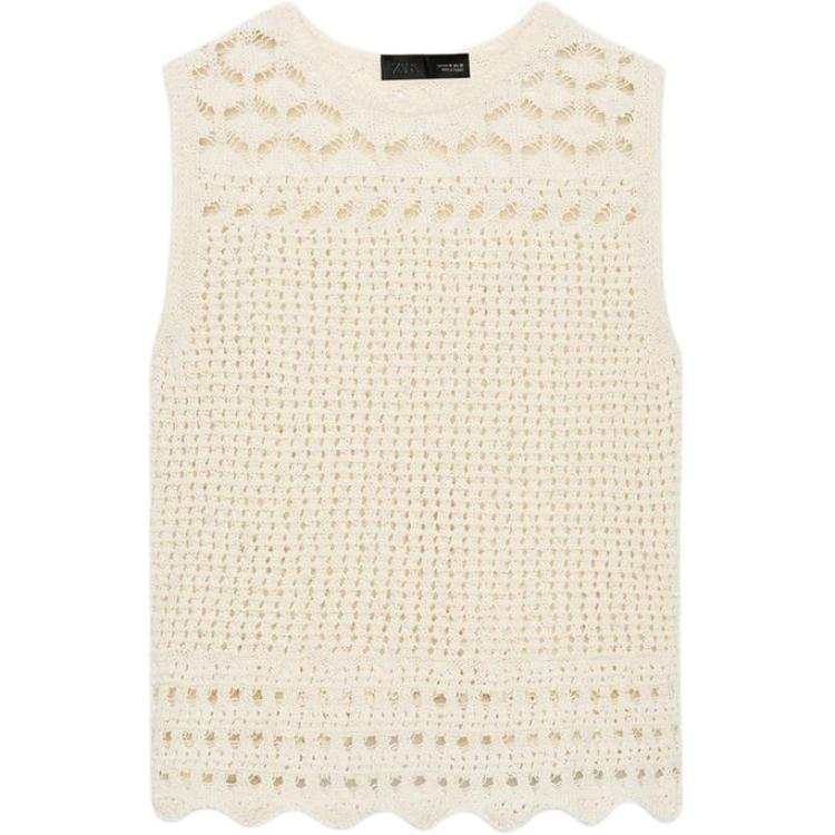 ZARA Tank Tops Women's White Straight Fit