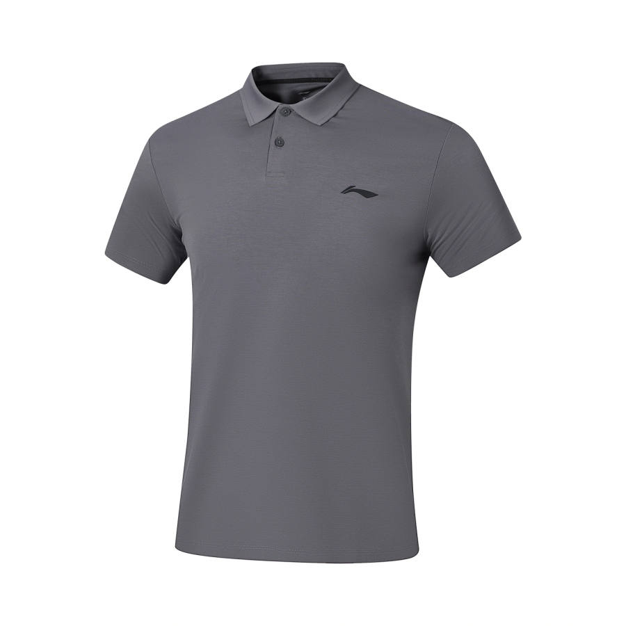 Li-Ning Li Ning Fitness Series Polo Shirts Men's Meteorite Gray Polo Collar Moderate Straight Fit