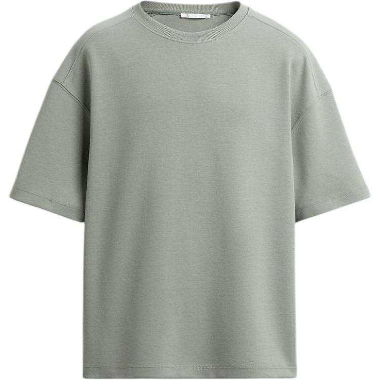 ZARA T Shirts Men's Washed Green Crew Neck