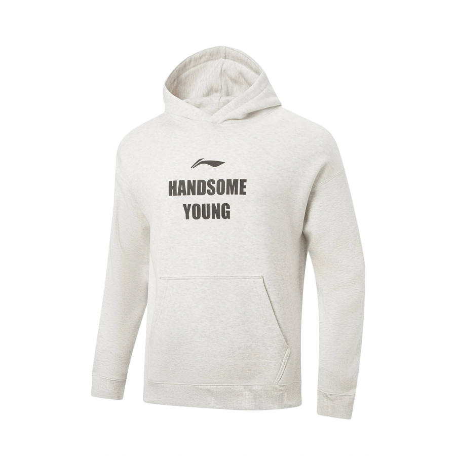 Li-Ning Li Ning Basketball Collection Sweatshirts Men's Heather Gray Mist White Hooded Non Detachable Moderate