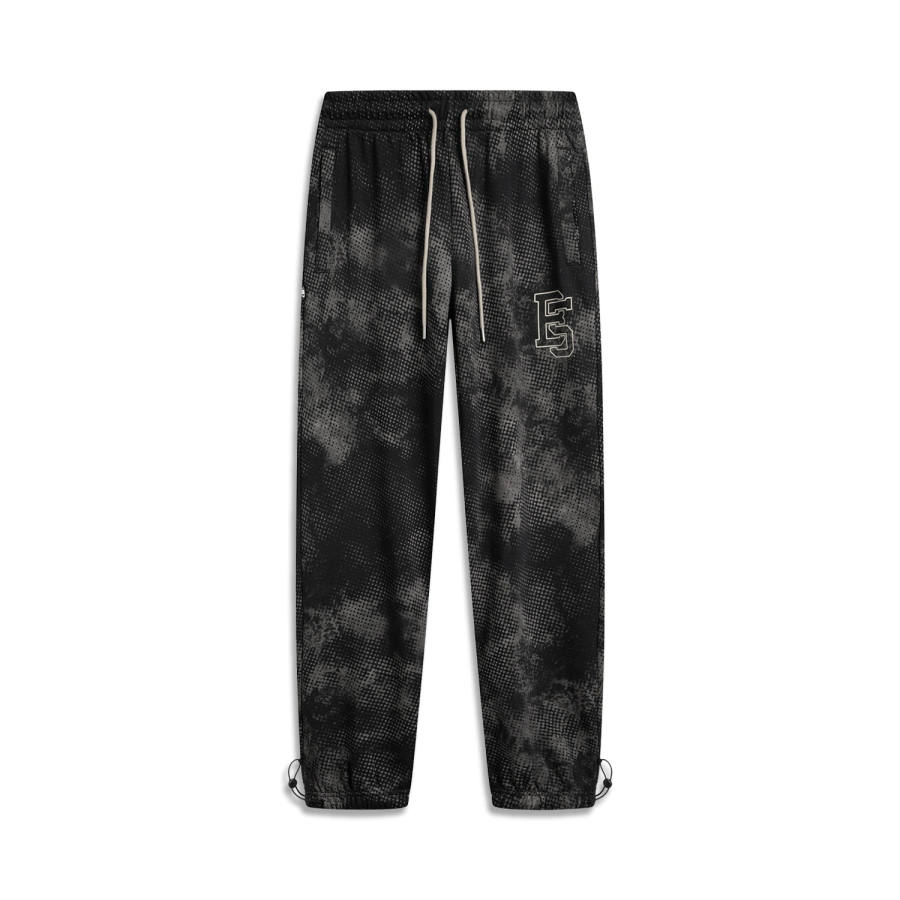 Li-Ning Li Ning Basketball Collection Knitted Sweatpants Men's Black Gray All Over Print Moderate Cuffed Pants