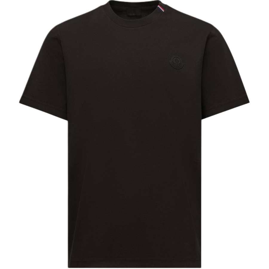 Moncler T Shirts Men's Black Crew Neck Moderate