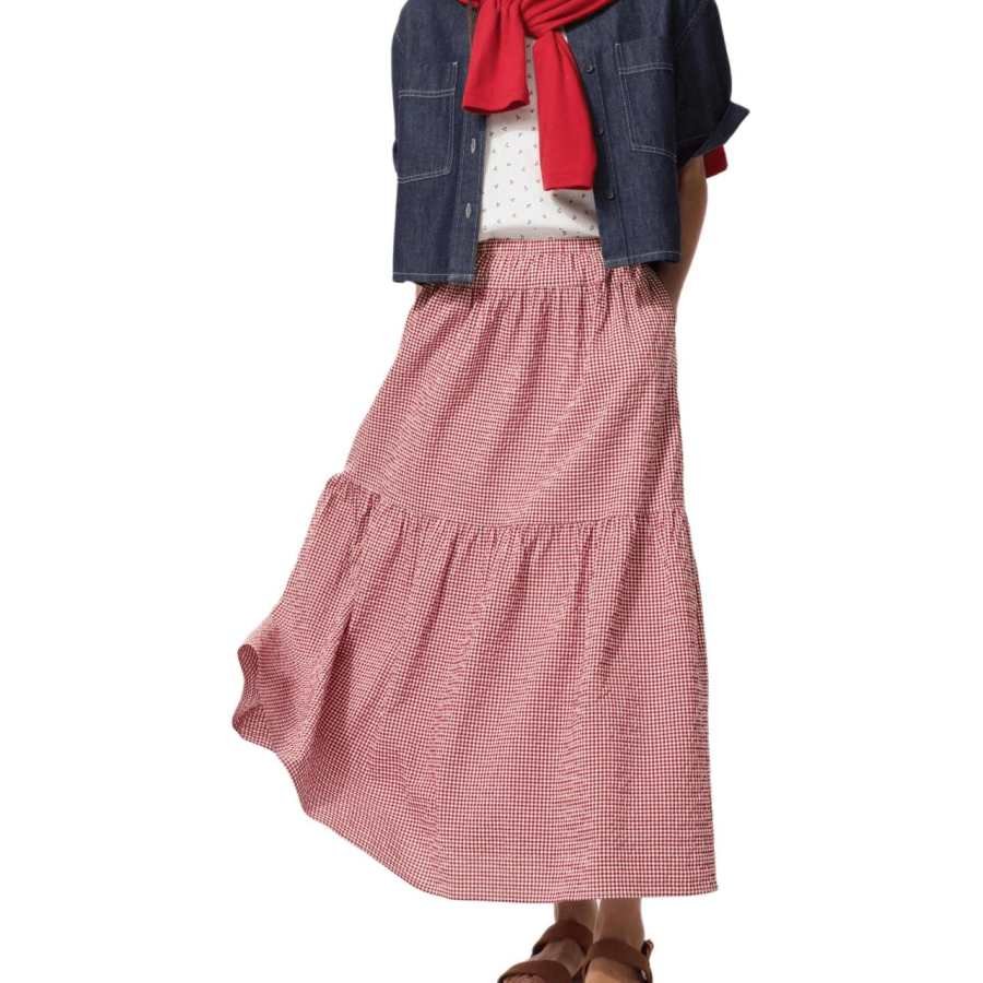 UNIQLO SS26 Casual Long Skirts Women's 16 Red Moderate Long Skirt