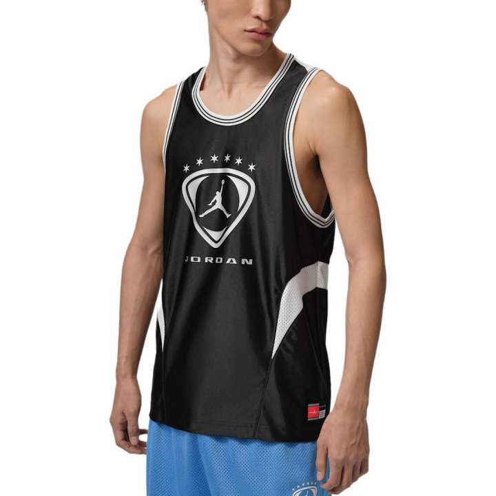 Jordan Jordan Basketball Jerseys Men's Black/White/Metallic Silver Crew Neck Moderate