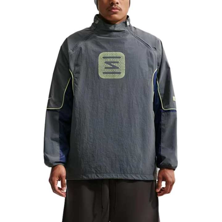 Nike Nike Sportswear Jackets Men's Iron Gray/Midnight Marine Blue/Light Lemon Stand Collar Moderate