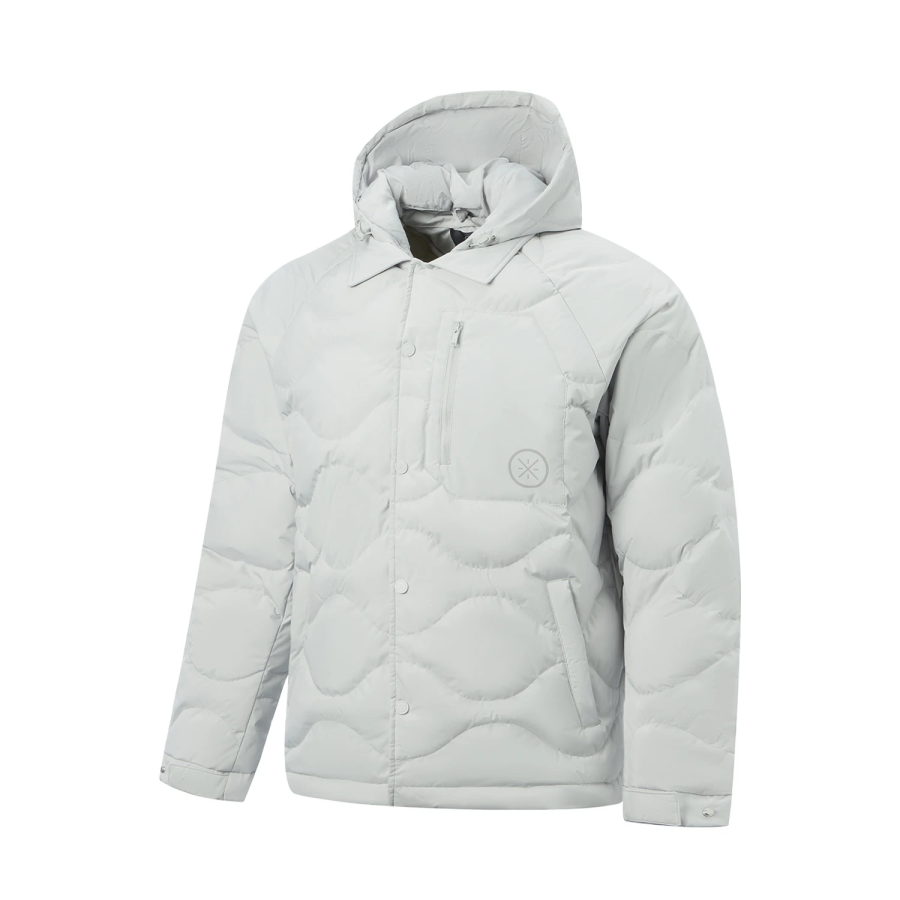 Li-Ning Li Ning Down Jackets Men's Gray Hooded Non Detachable Moderate Straight Fit