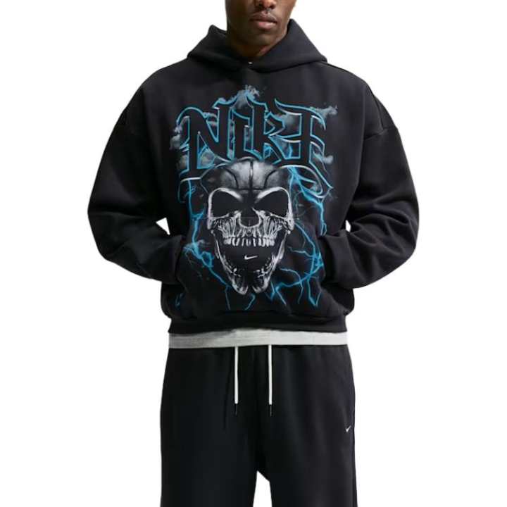 Nike Nike Therma FIT Sweatshirts Men's Black/Light Blue/Light Ivory Hooded Non Detachable Moderate