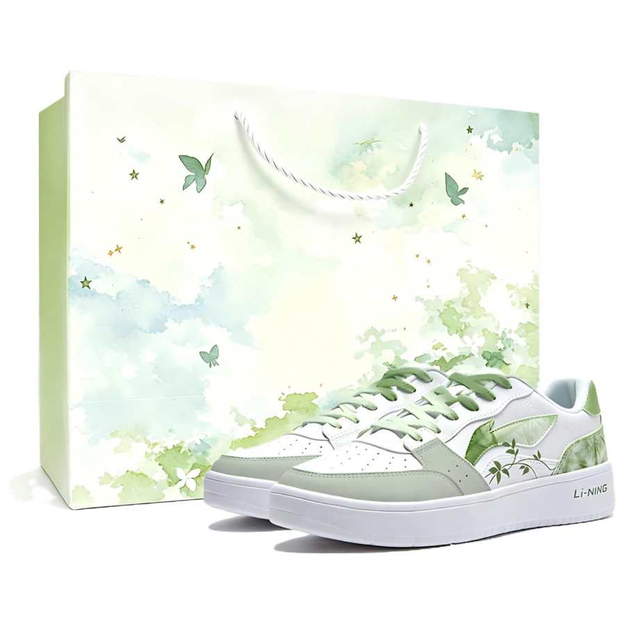 Li-Ning Li Ning Sycee Skateboard Shoes Men's Low Top White Green Gradient Chinese Style Colorway