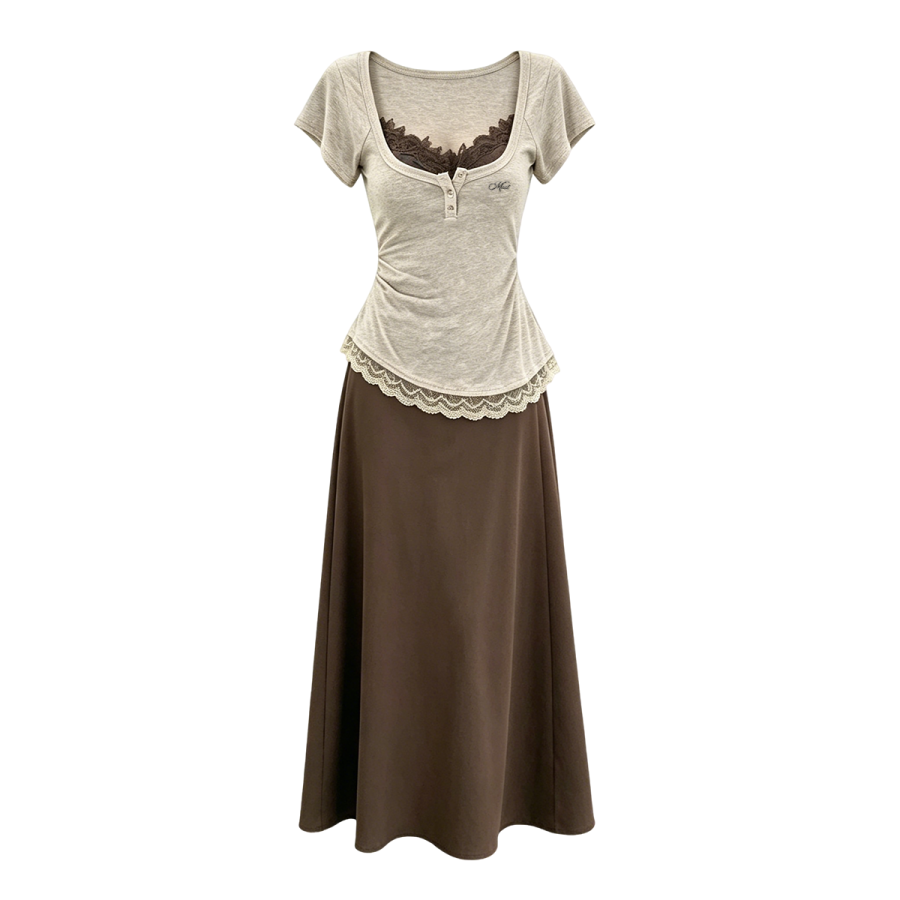 MostwantedLab Two Piece Skirt Sets Women's Camisole Thin Long Skirt
