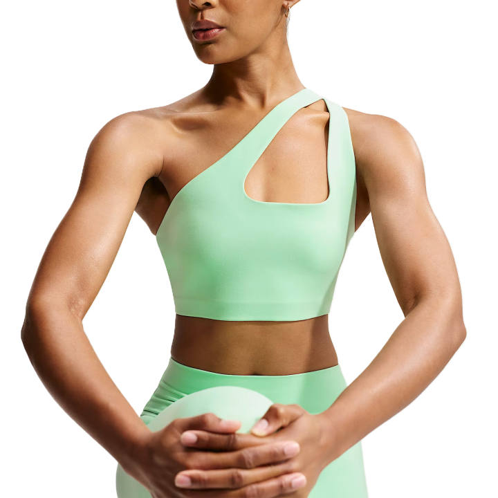 Nike Nike Zenvy Sports Underwear Women's Cucumber Green/Cool Gray Asymmetrical Collar Moderate