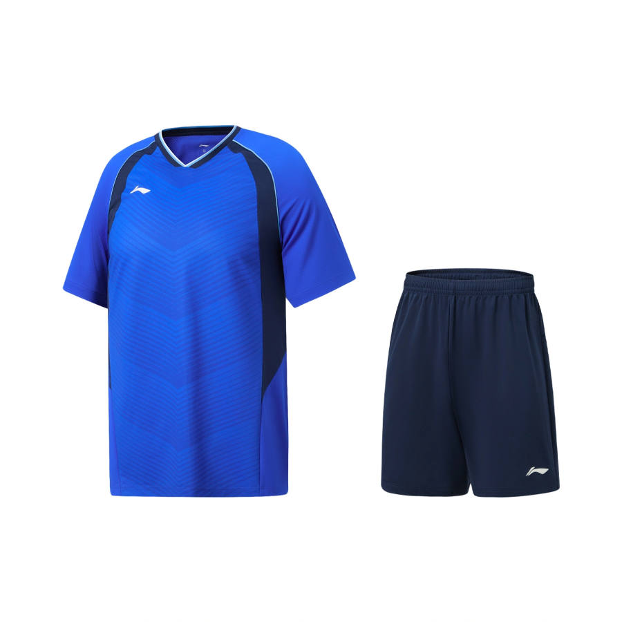 Li-Ning Li Ning Football Soccer Jersey Sets Men's Crystal Blue/Guangdong Blue V Neck Moderate