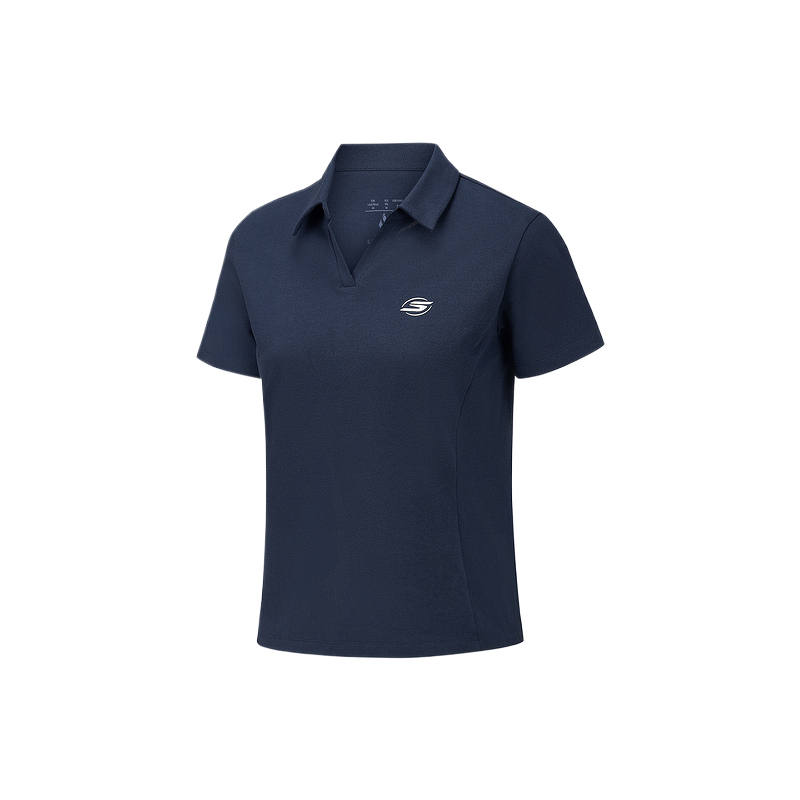 Skechers Polo Shirts Women's Navy Blue 002Z Lapel Moderate