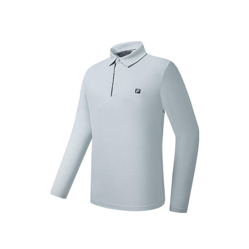 FILA Golf Polo Shirts Men's Light Mist Gray Blue Polo Collar Moderate Straight Fit