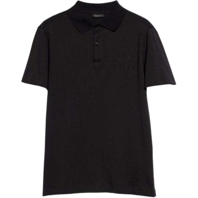 GUCCI Polo Shirts Men's Black Polo Collar Moderate