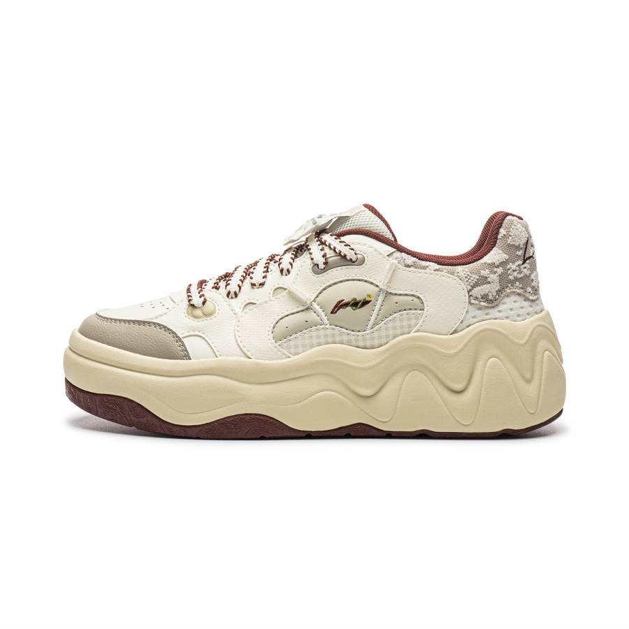 Li-Ning Li Ning Cheese 3.0 Skateboard Shoes Women's Low Top Vanilla White/Oxford Brown