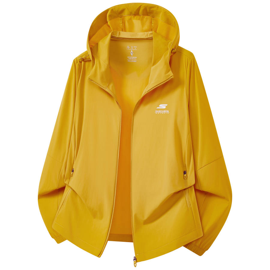 Skechers Sun Protection Clothing Unisex Pine Pollen Yellow Hooded Non Detachable Thin Straight Fit