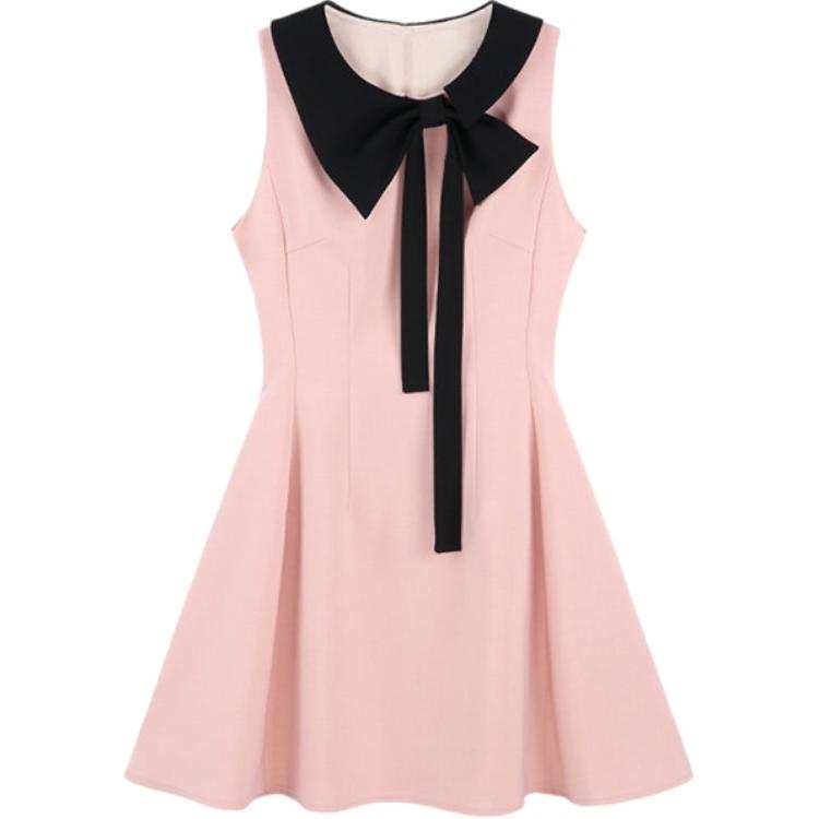 CHARM GLOW Sleeveless Dresses Women's Pink Halter Moderate Short Skirt A Line Skirt