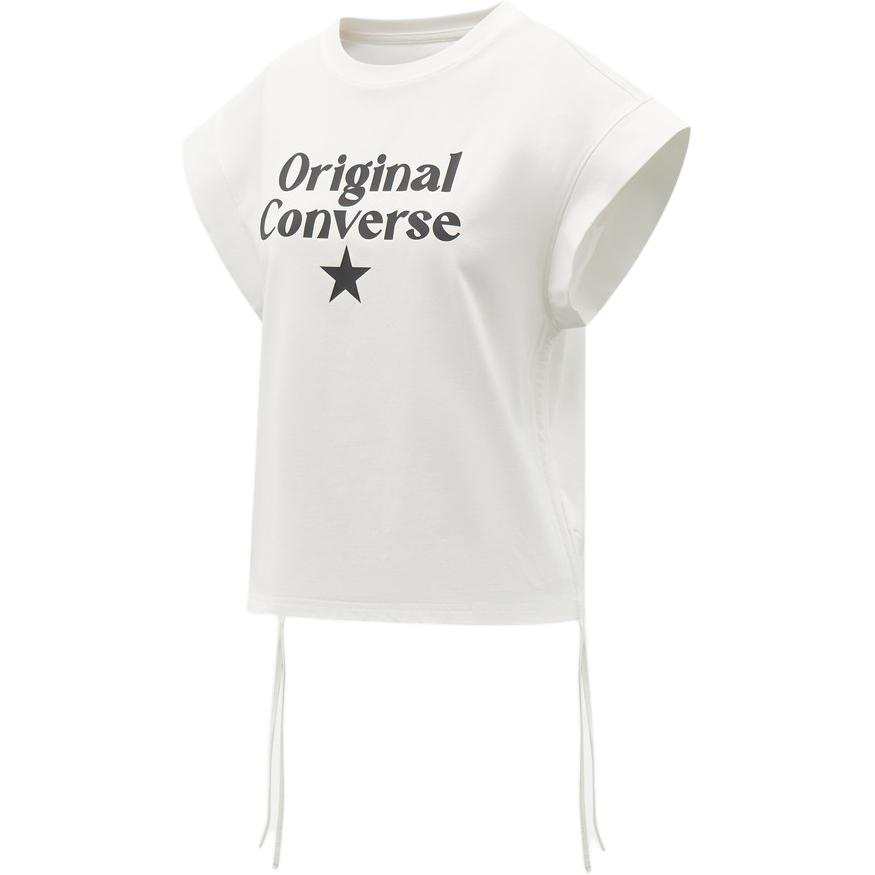 Converse T Shirts Women's White Crew Neck Moderate Straight Fit