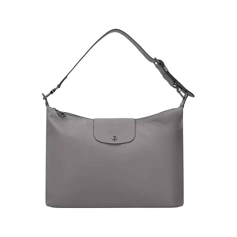 LONGCHAMP Le Pliage Xtra Snap Closure Cow Leather Shoulder Bag Extra Large Women's Gray