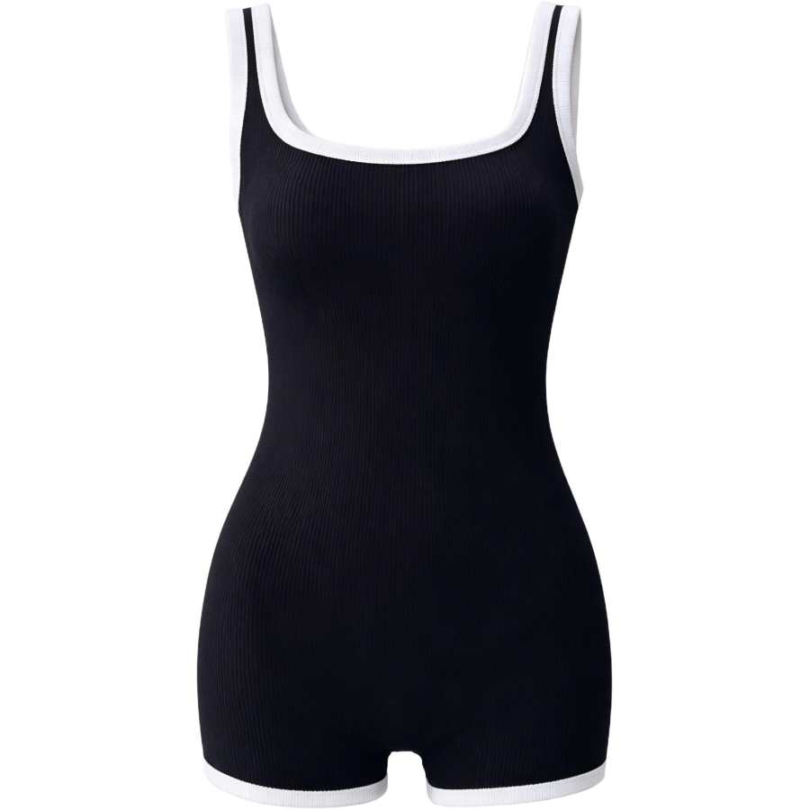 Sugarfunk One Piece Swimsuits Women's Black Square Collar Thin Square Leg One Piece Swimsuit