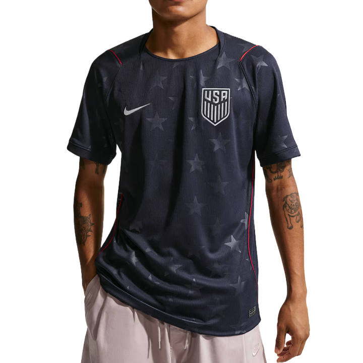 Nike Nike United States National Team Soccer Jerseys Men's Dark Obsidian Black/University Red/Pure Platinum Crew Neck Moderate
