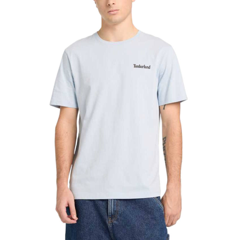 Timberland T Shirts Men's Light Blue Crew Neck Moderate