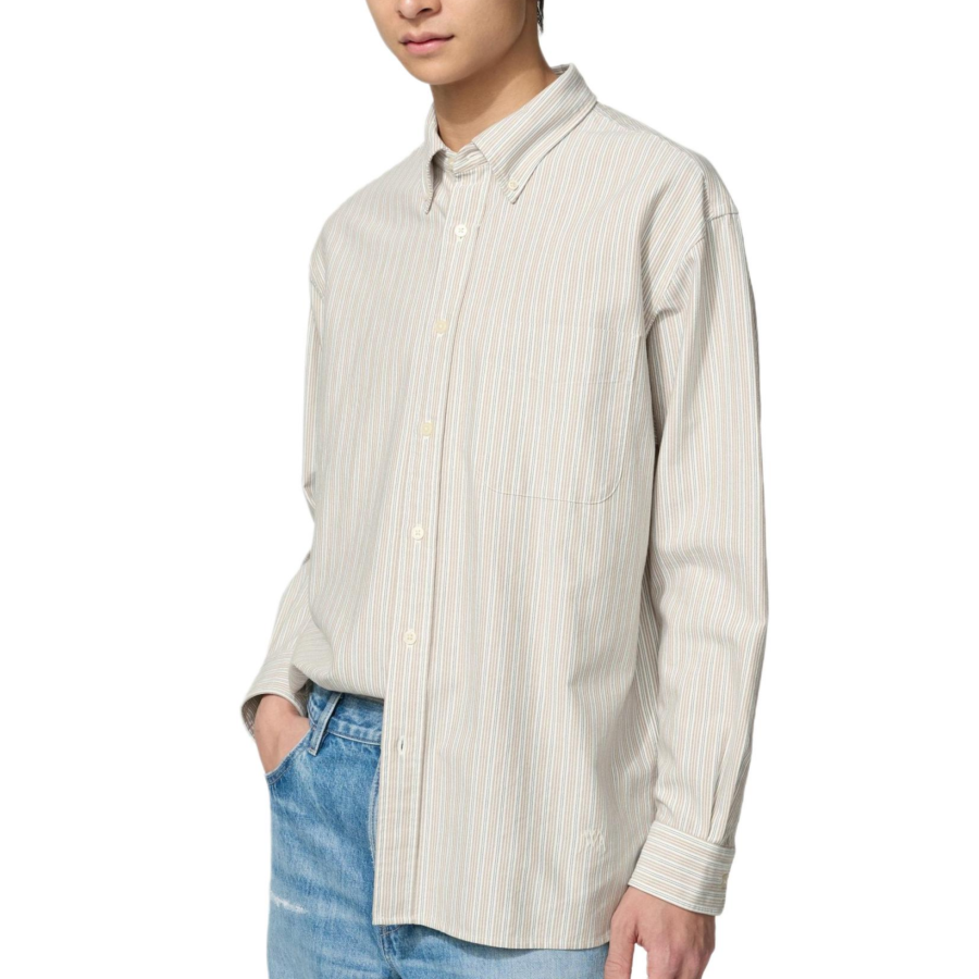 UNIQLO Shirts Men's 32 Beige Lapel Moderate
