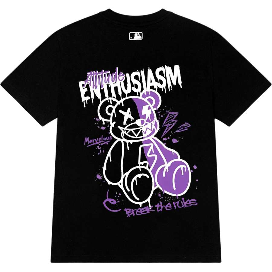MLB MLB T Shirts Unisex Black Purple Crew Neck Moderate