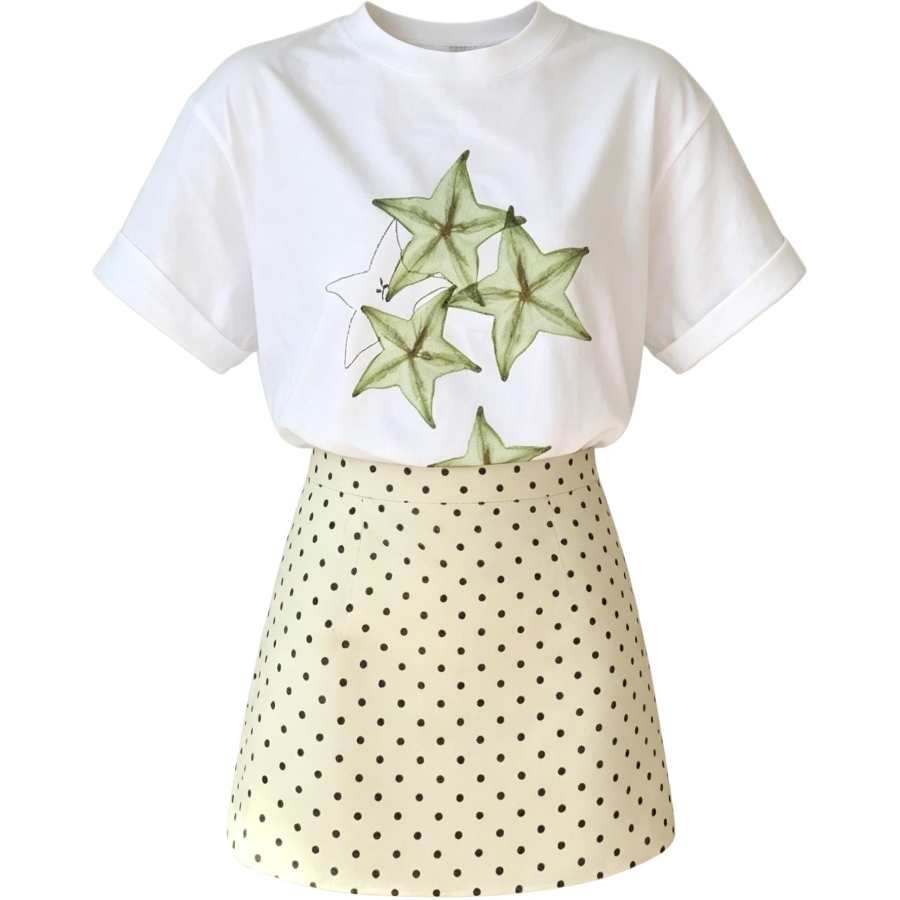 Sugarfunk Two Piece Skirt Sets Women's Crew Neck Thin Short Skirt