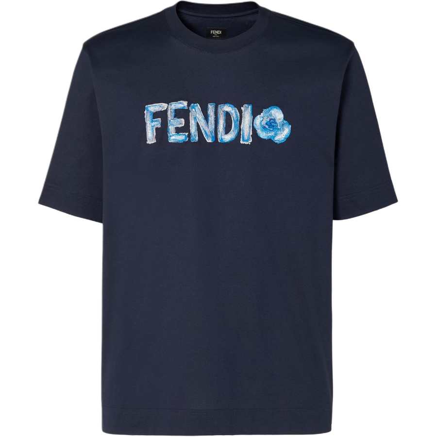 Fendi Flowers Logo Embroidered Crewneck T-Shirt