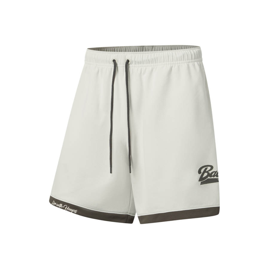 Li-Ning Li Ning Basketball Collection Basketball Shorts Men's White Birch Gray/Obsidian Gray Moderate Straight Fit Pants