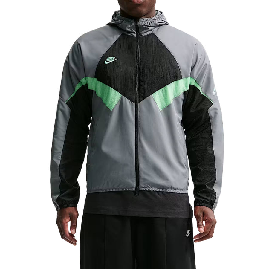 Nike Nike Jackets Men's Iridescent Green/Cool Gray/Black/Iridescent Multicolor Green Hooded Non Detachable Moderate