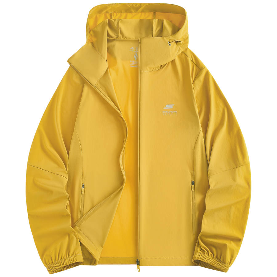 Skechers Sun Protection Clothing Women's Pine Pollen Yellow Hooded Non Detachable Thin Straight Fit