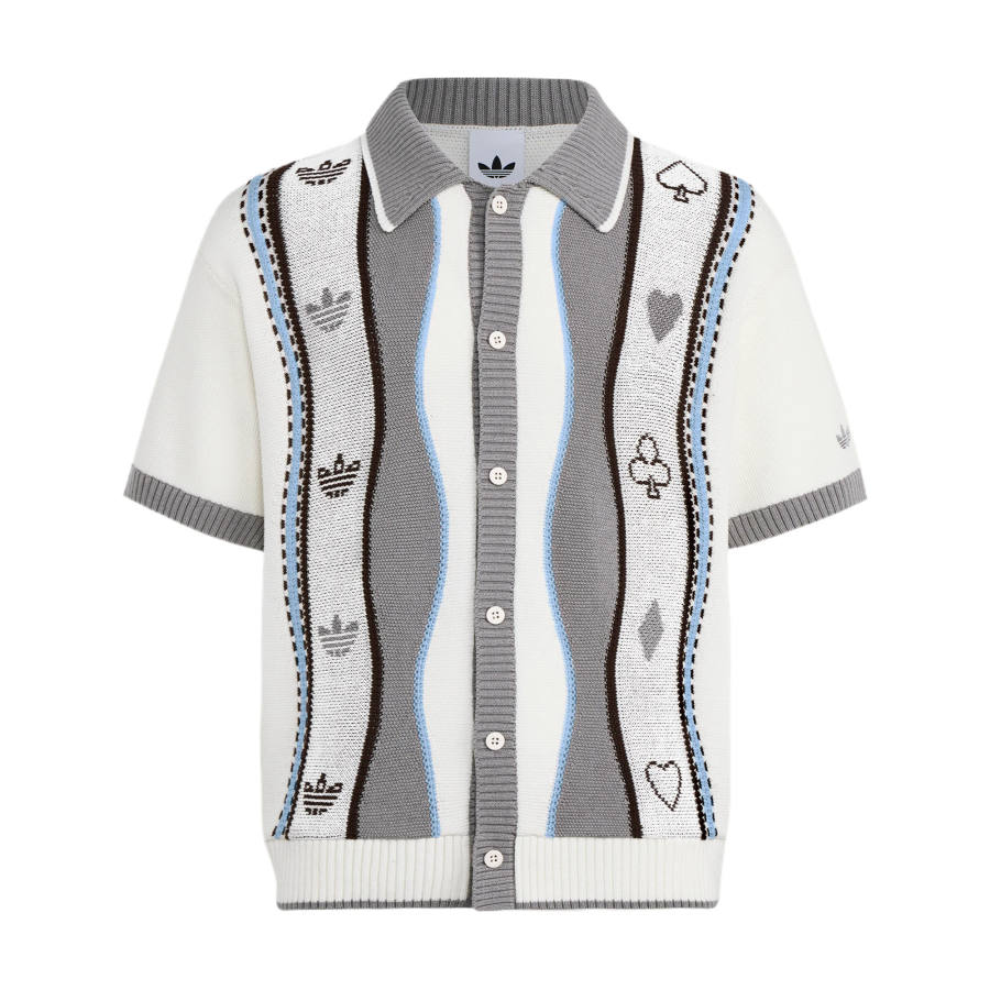 Adidas Originals Knitwear Unisex Pure Gray/Jade White Polo Collar Moderate